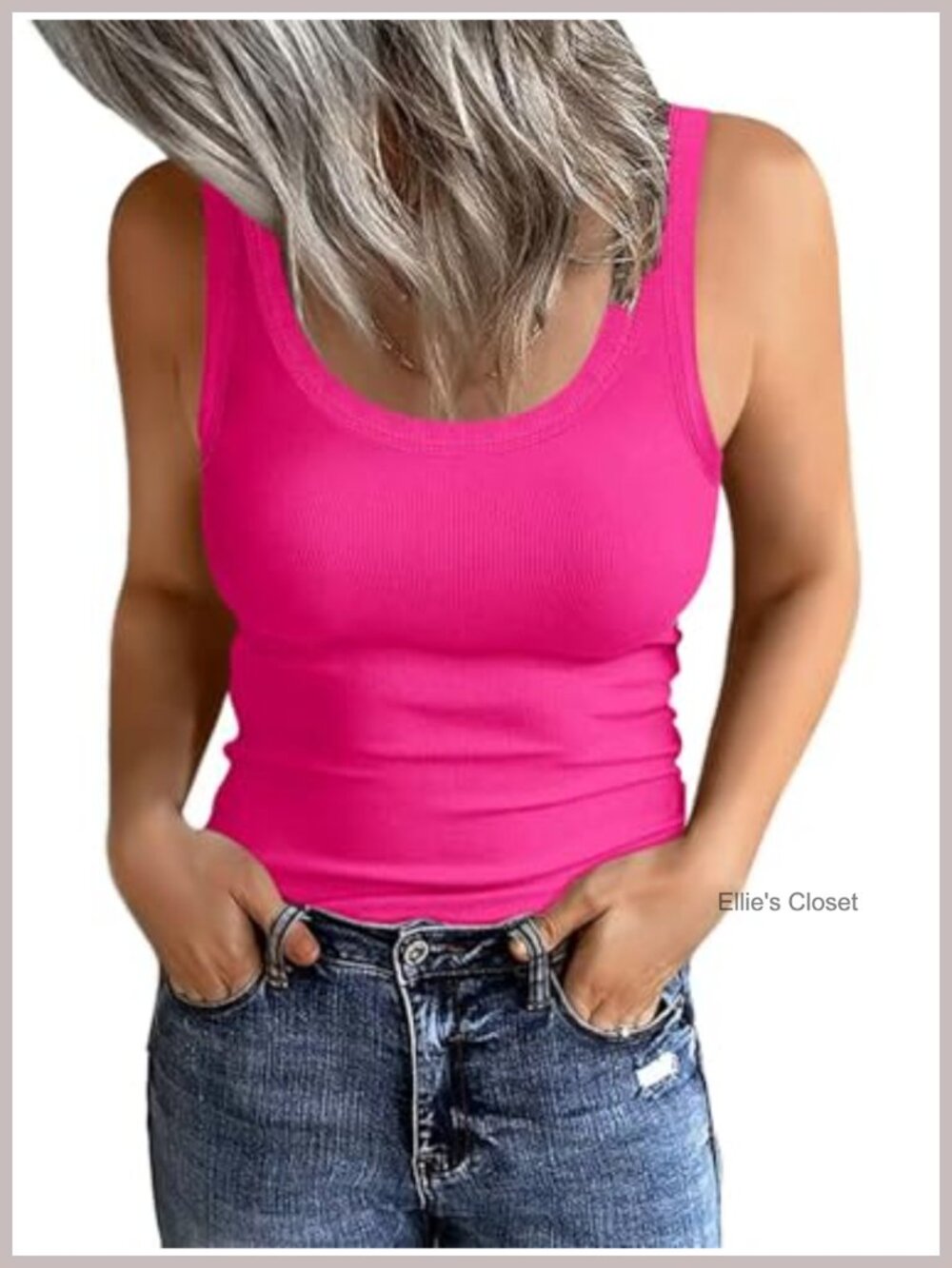 Women's Scoop Neck Ribbed Tank Top Sleeveless Layering Shirt